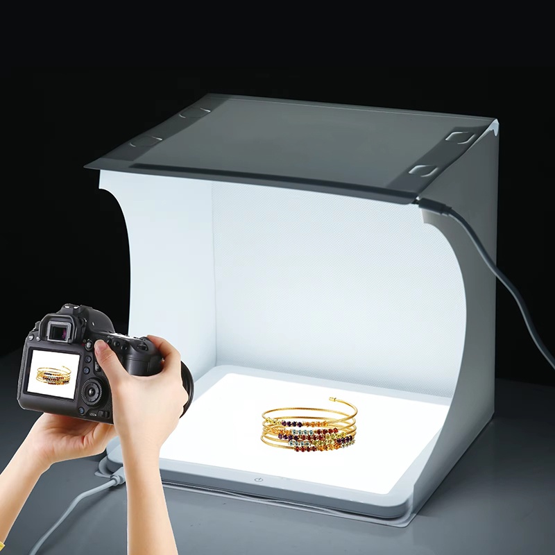 Photography Lighting Description - 20cm Tragbare Fotobox Faltbares LED-Lichtzelt Fotostudio-Lichtzelt